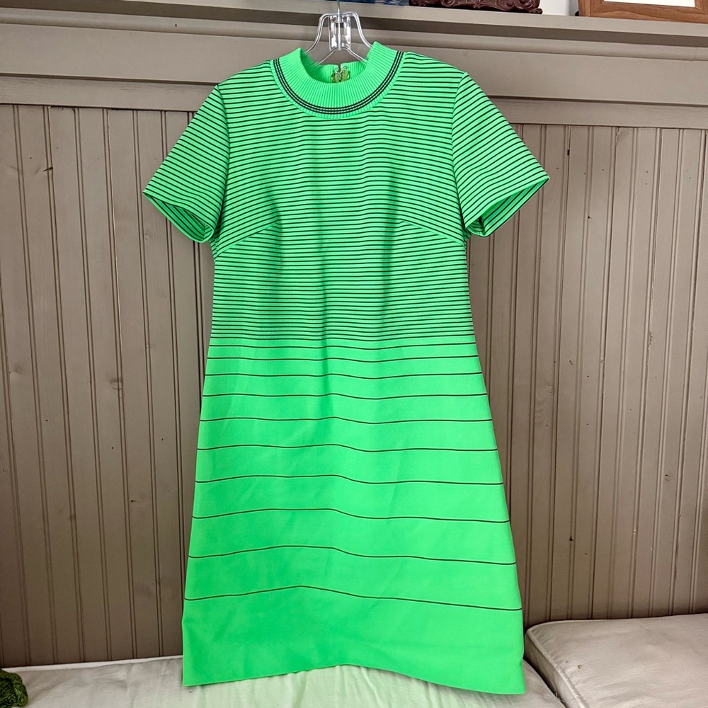 Vintage Women’s Mini Dress Green Knit 70s Lime RARE retro Medium
